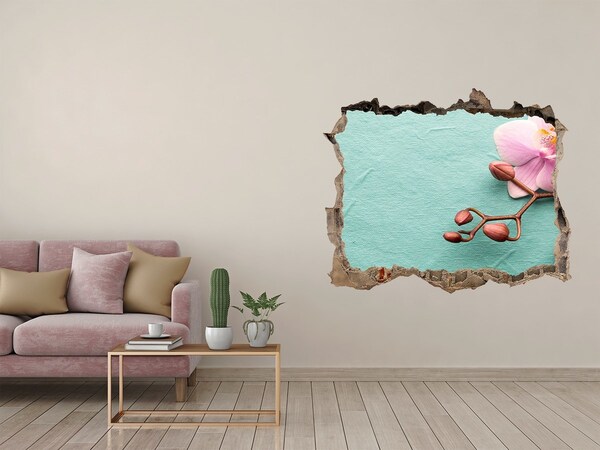 Samolepící nálepka fototapeta Květina orchideje v poškozené zdi