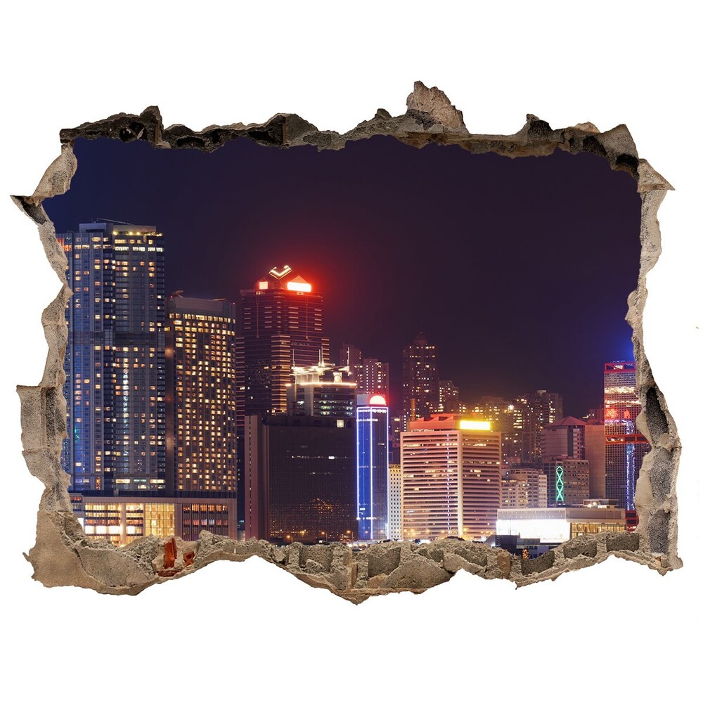 Fototapeta díra na zeď Hongkong noc