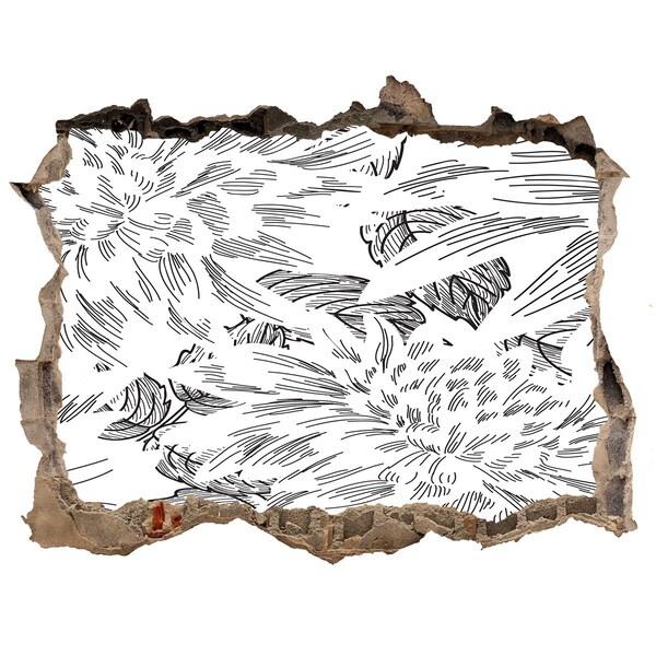 Nálepka 3D díra na zeď Díra ve zdi Květinový vzor