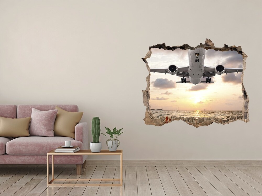 Foto fotografie díra na zeď Letadlo nad mořem