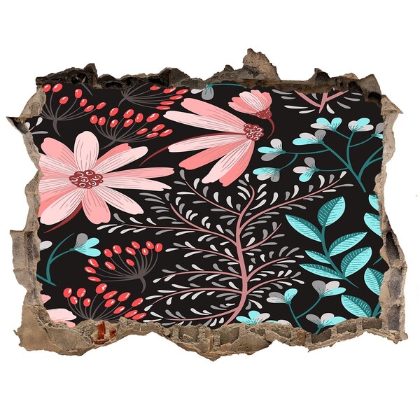 Fototapeta díra na zeď Květinový vzor na černém pozadí