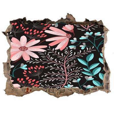 Fototapeta díra na zeď Květinový vzor na černém pozadí