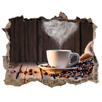 Nálepka 3D díra samolepící Káva v útulné kavárně