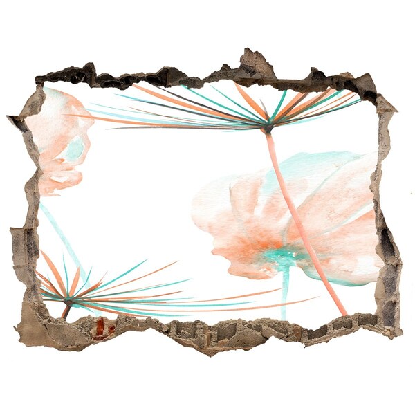 Nálepka 3D díra na zeď Květinová krajina skrz díru ve zdi