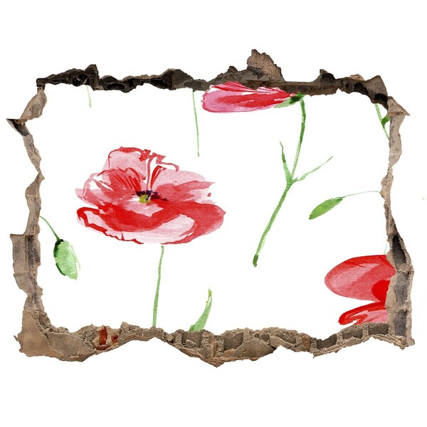 Nálepka 3D díra na zeď samolepící Květinová díra ve zdi