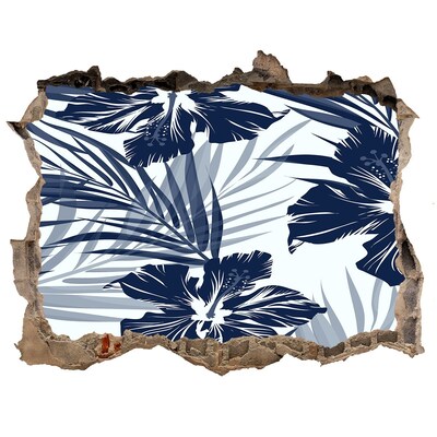 Nálepka 3D díra na zeď Tropický ráj s květinami