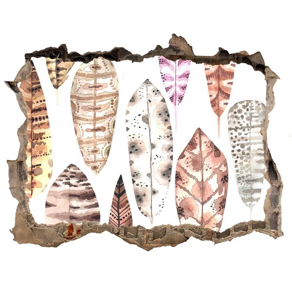 Fototapeta díra na zeď Barevné listí v díře ve zdi