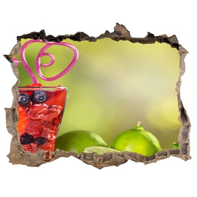 Nálepka 3D díra samolepící Ovocný koktejl Díra ve zdi