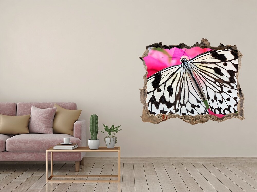 Díra 3D fototapeta nálepka Motýl na květině