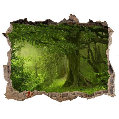 Díra 3D ve zdi nálepka Tropická džungle