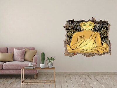 Díra 3D foto tapeta nálepka Zlatý Buddha obklopený mandalou