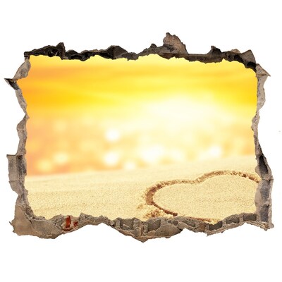 Díra 3D ve zdi na stěnu Zlatá pláž se srdcem