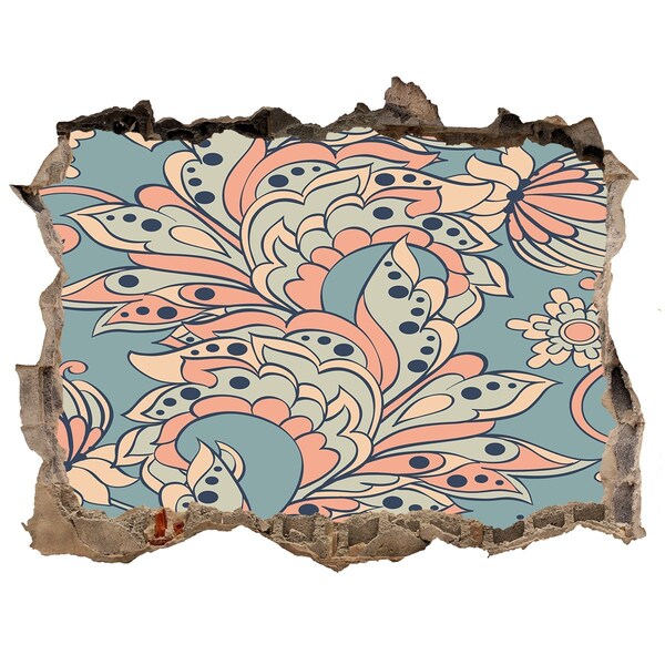 Nálepka 3D díra na zeď Díra ve zdi Květinový vzor