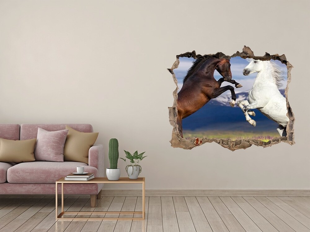 Díra 3D fototapeta na stěnu Koně hory