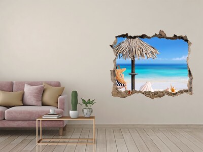 Díra 3D ve zdi na stěnu Prázdniny na pláži