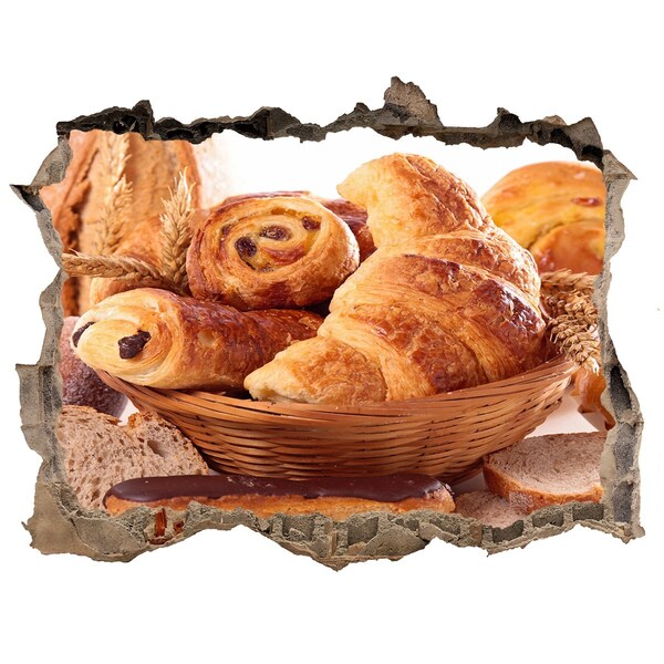 Nálepka 3D díra na zeď Lahodné pečivo v košíku