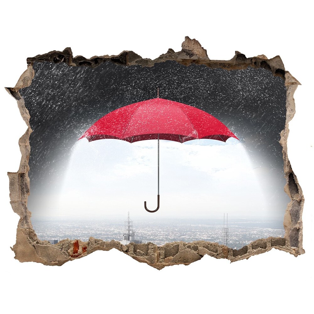 Fototapeta díra na zeď Deštník nad městem