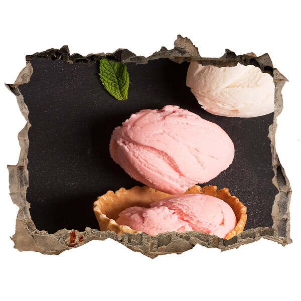 Nálepka 3D díra samolepící Díra ve zdi Zmrzlinová hostina