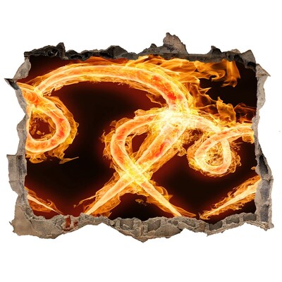 Díra 3D fototapeta nálepka Hořící hadi v ohni