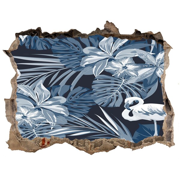 Díra 3D fototapeta nálepka Tropický ráj s plameňáky