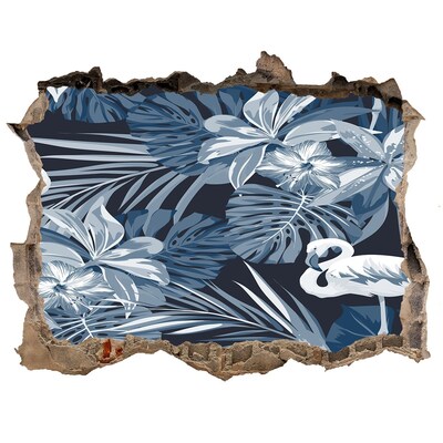 Díra 3D fototapeta nálepka Tropický ráj s plameňáky