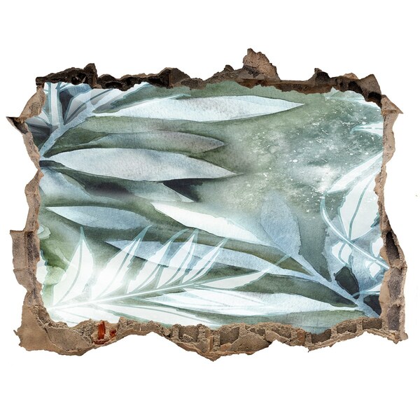 Nálepka 3D díra na zeď samolepící Zelená oáza v díře ve zdi