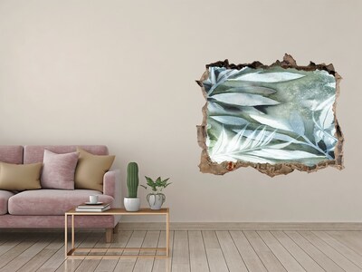 Nálepka 3D díra na zeď samolepící Zelená oáza v díře ve zdi