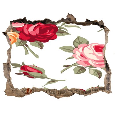 Nálepka 3D díra na zeď samolepící Růže