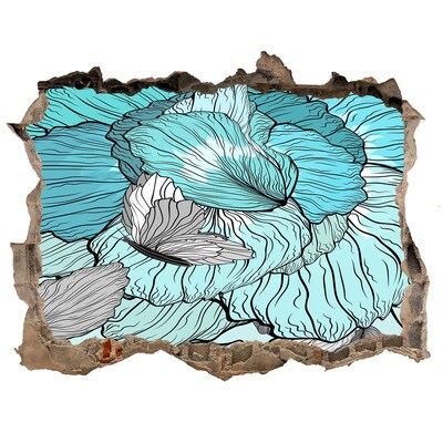 Nálepka 3D díra na zeď Květinová oáza v betonu