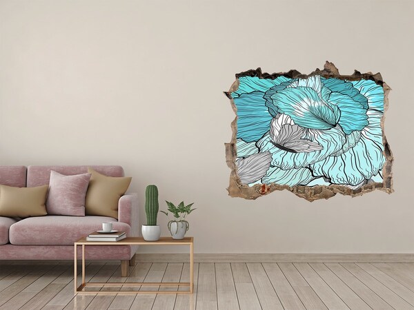 Nálepka 3D díra na zeď Květinová oáza v betonu