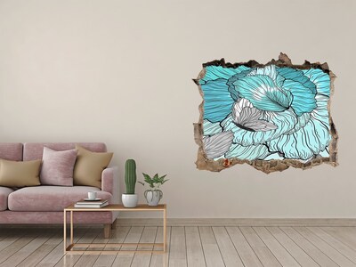 Nálepka 3D díra na zeď Květinová oáza v betonu