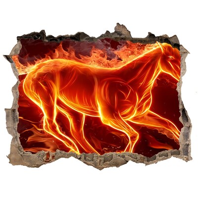 Díra 3D fototapeta na stěnu Kůň v plamenech