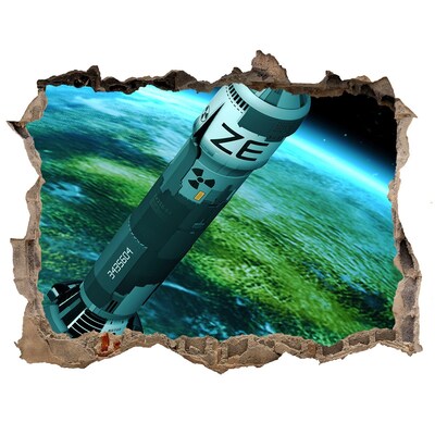 Foto fotografie díra na zeď Raketa ve vesmíru