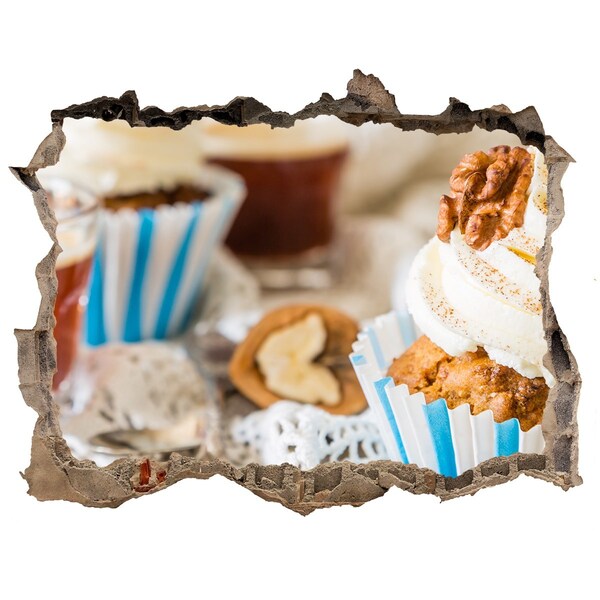 Nálepka 3D díra na zeď Sladký ráj s cupcakes