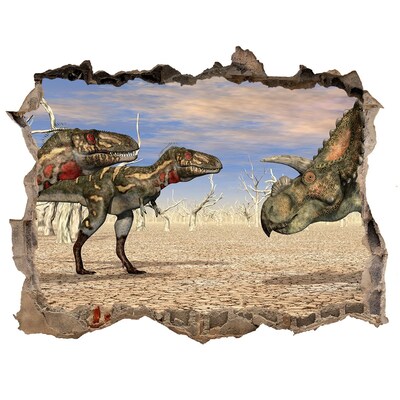 Díra 3D fototapeta nálepka Dinosauři v prehistorickém světě