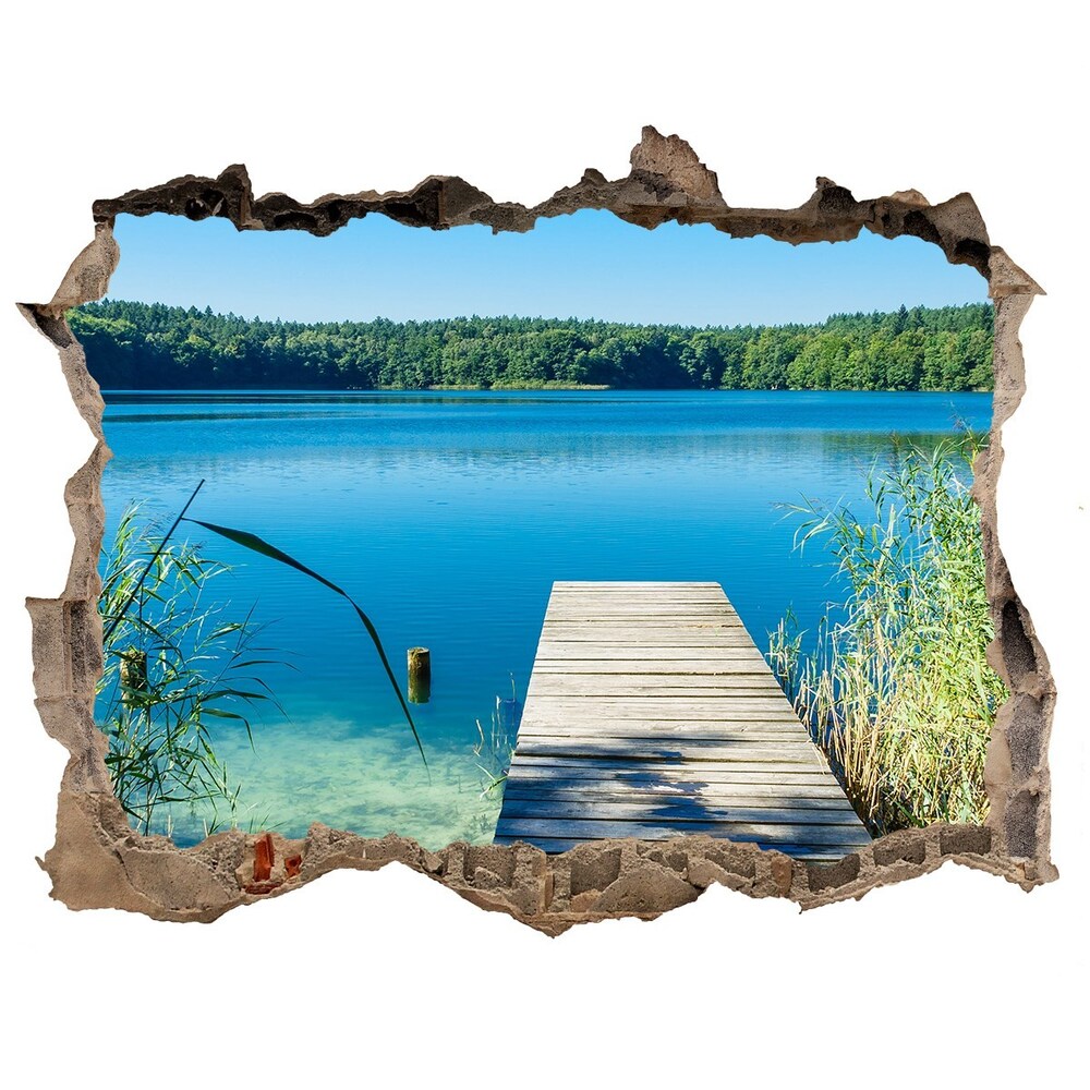 Díra 3D ve zdi nálepka Molo nad jezerem