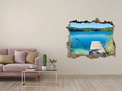 Díra 3D ve zdi nálepka Molo nad jezerem