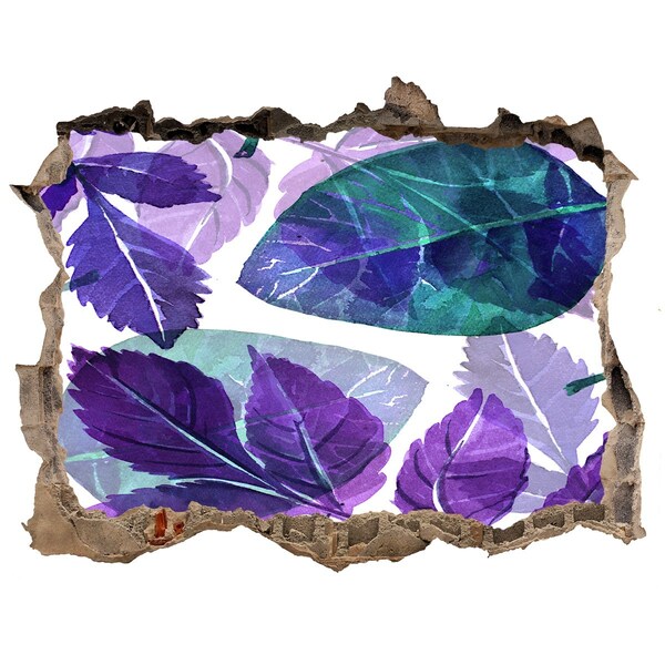 Nálepka 3D díra na zeď Zelené listy v díře ve zdi