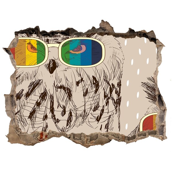 Díra 3D fototapeta nálepka Soví oko v díře ve zdi