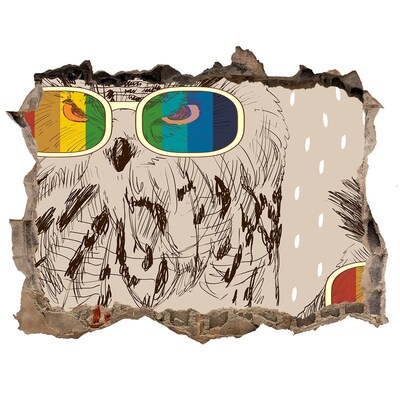 Díra 3D fototapeta nálepka Soví oko v díře ve zdi