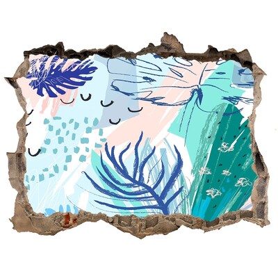 Nálepka 3D díra na zeď Tropický ráj za zdí