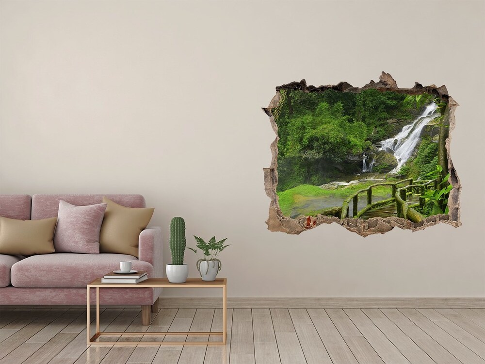 Díra 3D ve zdi na stěnu Vodopád v pralese