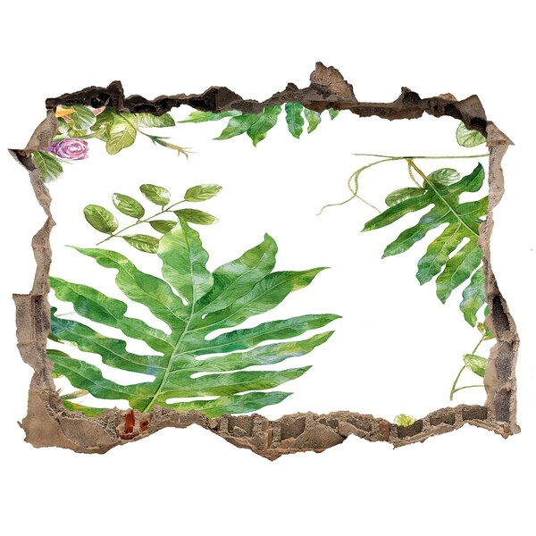 Nálepka 3D díra na zeď Tropický ráj za zdí