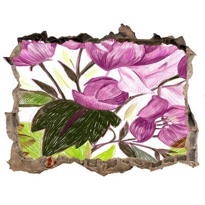 Nálepka 3D díra na zeď Květinová zahrada za zdí