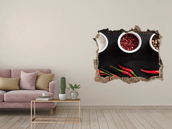 Nálepka 3D díra na zeď Kořeněná exploze chutí