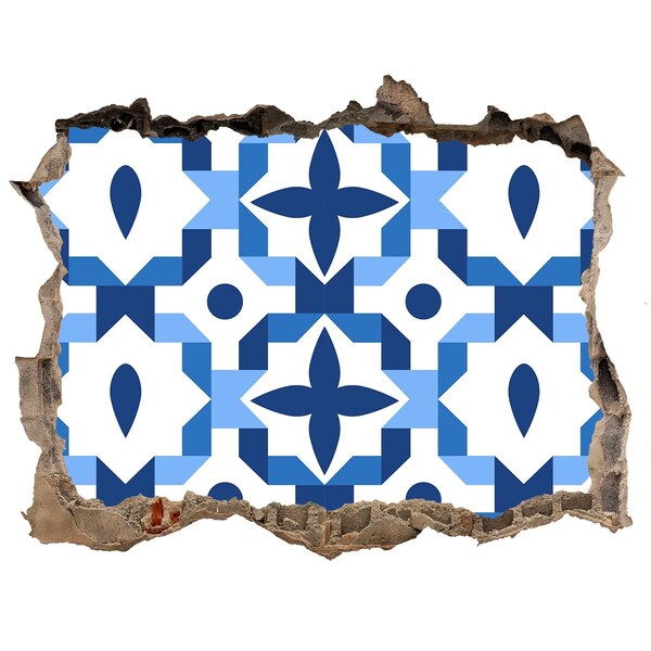 Fototapeta díra na zeď Modré vzory na zdi