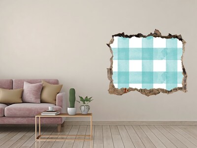 Fototapeta díra na zeď Poškozená zeď s modrou mřížkou