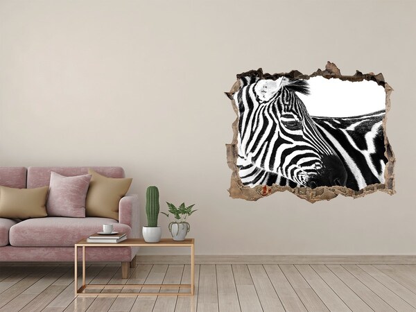 Díra 3D fototapeta nálepka Zebra v díře ve zdi