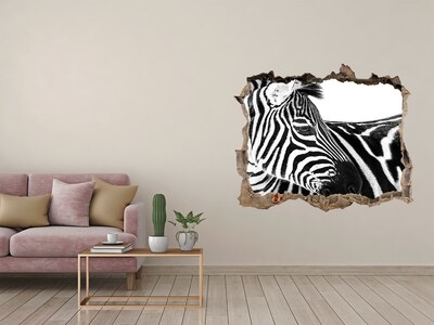 Díra 3D fototapeta nálepka Zebra v díře ve zdi