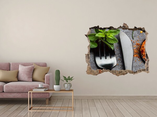 Nálepka 3D díra na zeď Kulinářský svět za zdí